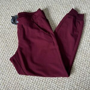 FIGS Zamora Burgundy scrub joggers